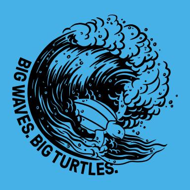 big waves big turtles illustration
